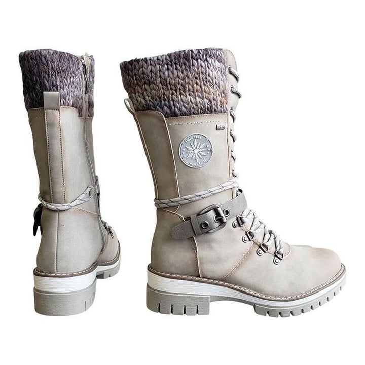 Women's Knitted Boots With Lace Fastening