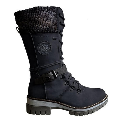 Women's Knitted Boots With Lace Fastening