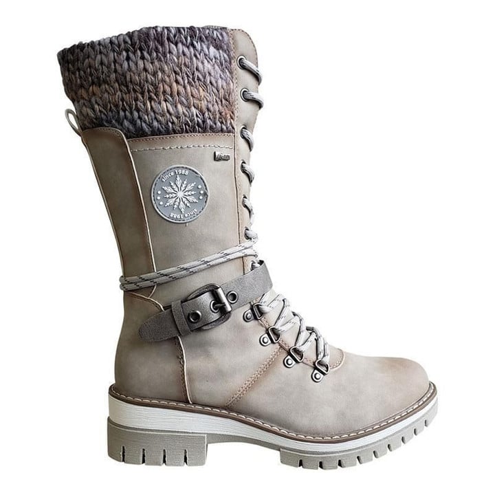 Women's Knitted Boots With Lace Fastening