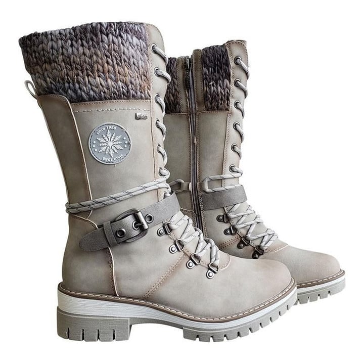 Women's Knitted Boots With Lace Fastening