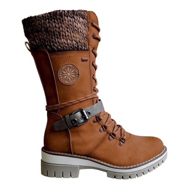 Women's Knitted Boots With Lace Fastening