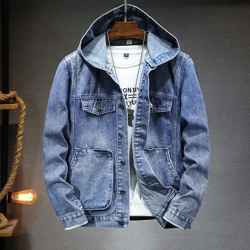 Joe - Veste en jean vintage à capuche pour hommes