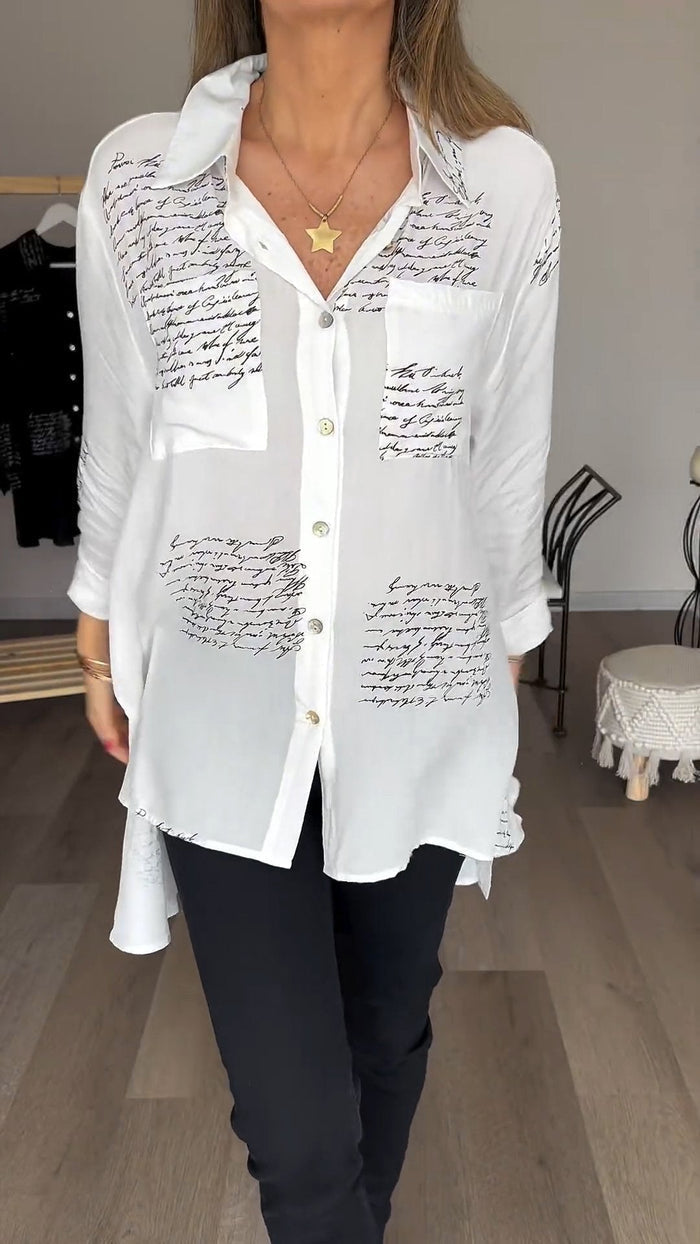 Sofia - Shirt With Letter Print And Lapel