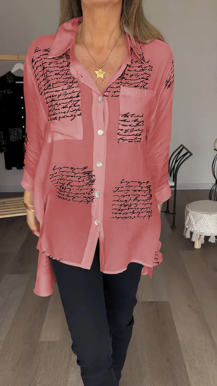 Sofia - Shirt With Letter Print And Lapel