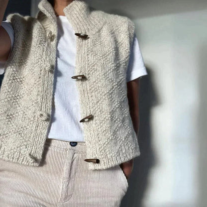 Evy - Cardigan élégant en laine à boutons