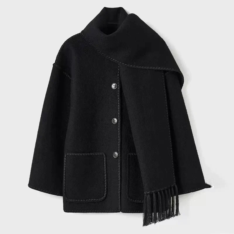 Pamela - Manteau Cape en laine style Hepburn