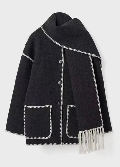 Pamela - Manteau Cape en laine style Hepburn