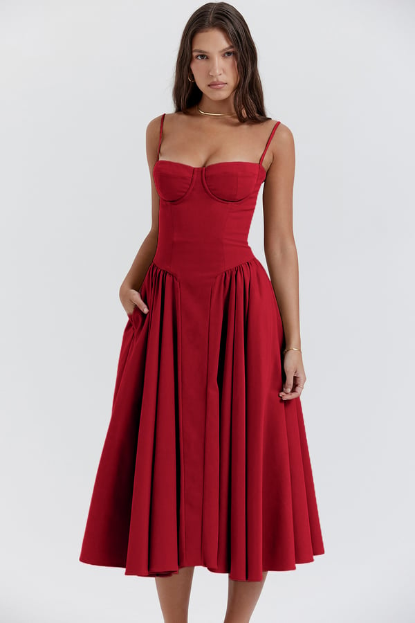 Sleeveless Corset Fit Midi Dress