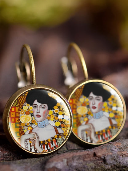 Boucles d'oreilles art vintage peinture à l'huile