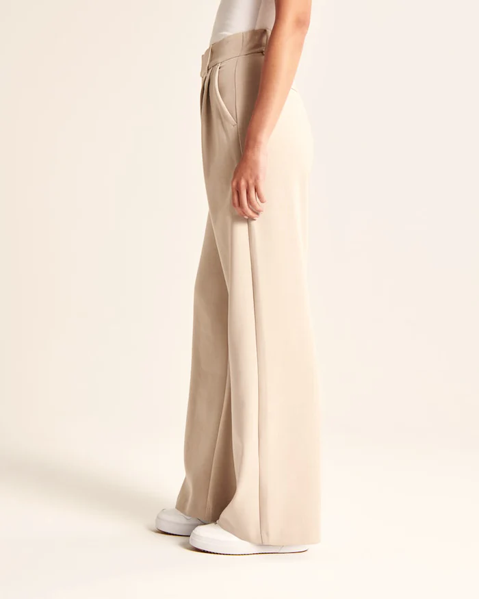 Maria - Pantalon tailleur à jambe large beige