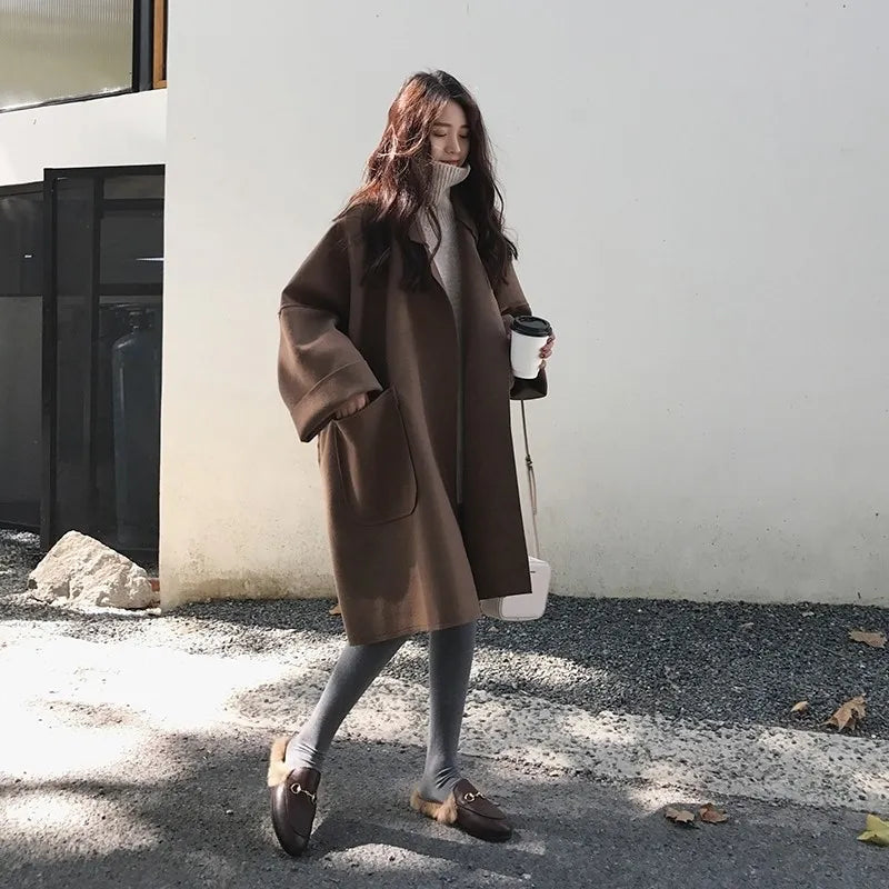 Elegant Oversized Woolen Trench Coat