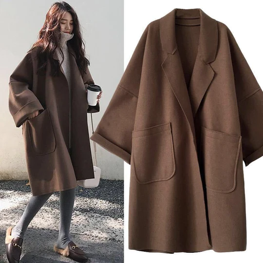 Jennifer - Élégant trench-coat en laine surdimensionné