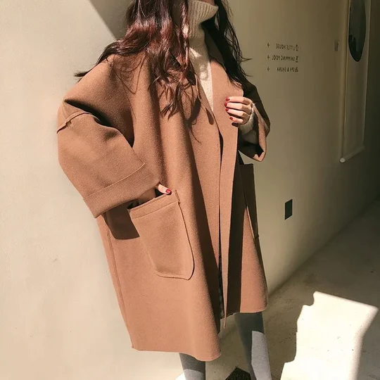 Jennifer - Élégant trench-coat en laine surdimensionné