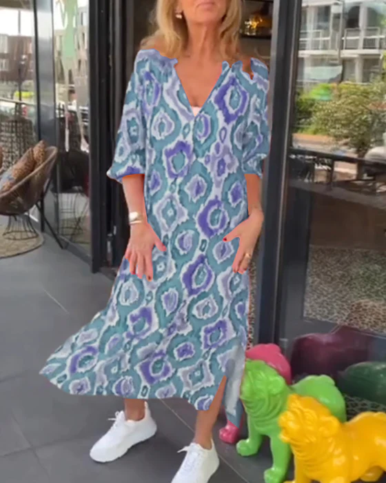 Robe avec imprimé tendance et demi-manches