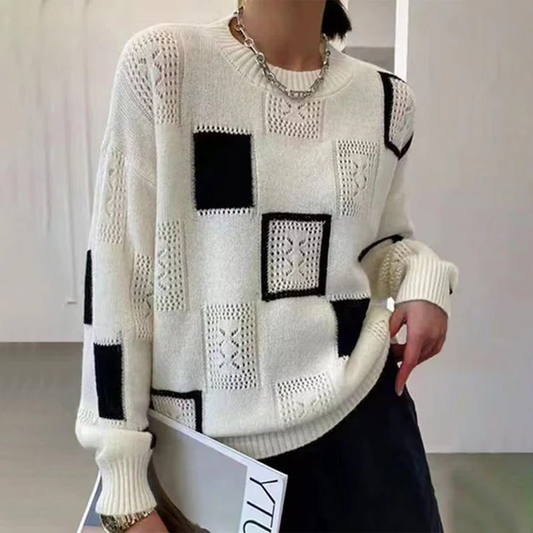 Pull à col rond imprimé avec style