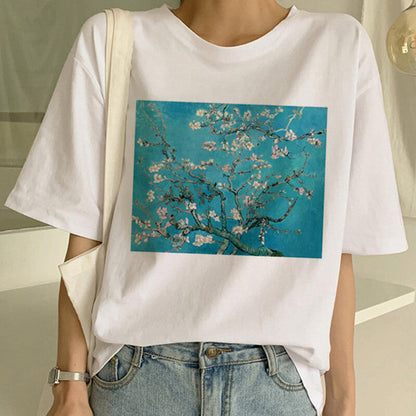 T-shirt imprimé peinture à l'huile Van Gogh