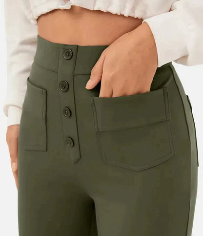 High Waist Stretch Casual Trousers