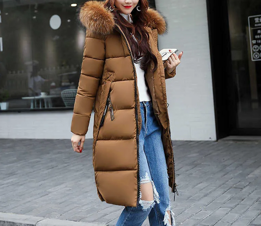 Freya - Long Coat With Fur Collar