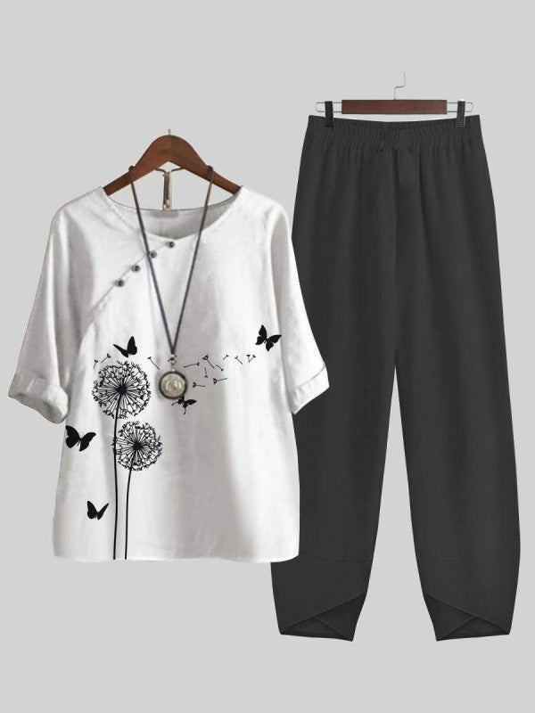 Dandelion - Combinaison deux pièces avec top et pantalon à motif papillon